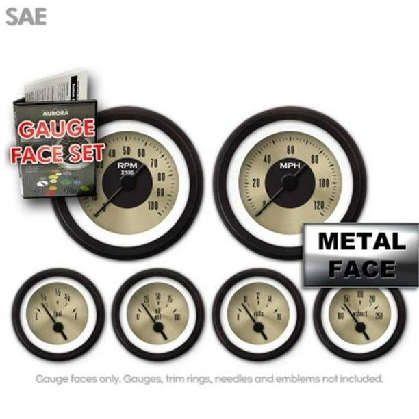 GARFE49 American Classic Gold I Gauge Face Set Aurora Instruments GARFE49 American Classic Gold I Gauge Face Set Aurora Instruments